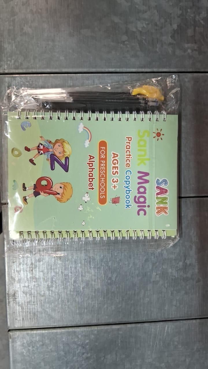 Sank Magic Practice Copybook Set – Reusable Handwriting Workbook for Kids (4 Books + 1 Pen + 1 Grip + 10 Refills)