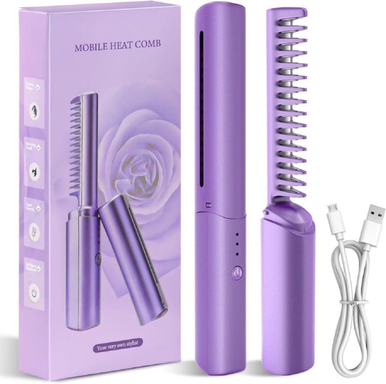 Meneflix Portable Mini Cordless Hair Straightener | Rechargeable Hot Comb for Quick Styling