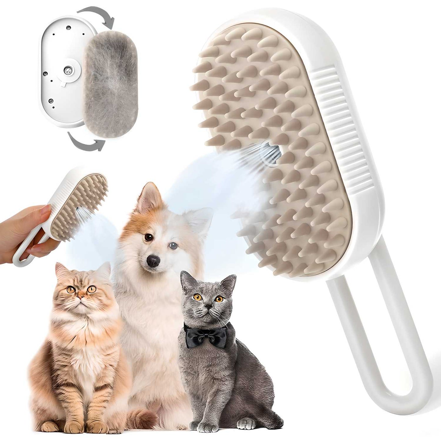 Pet Steam Brush – Gentle Grooming & Deep Cleaning for Dogs & Cats! ✨