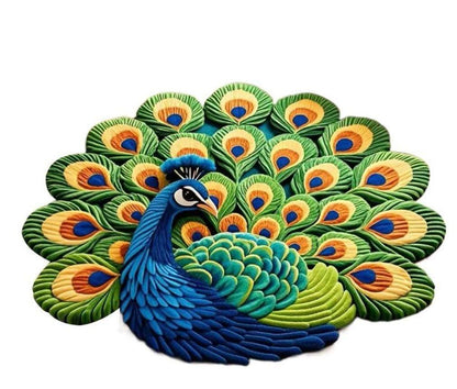 Non-Slip Peacock Print Velvet Floor Mat (Pack of 2) | Super Soft & Washable Door/Room Mat