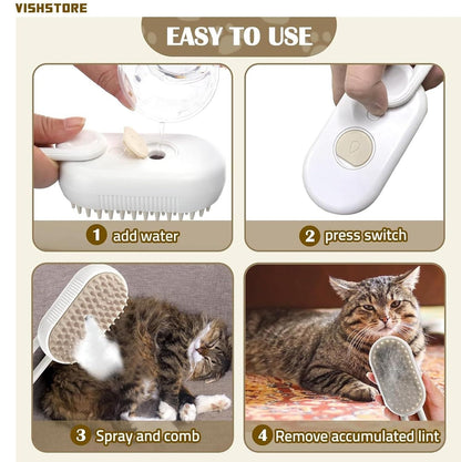 Pet Steam Brush – Gentle Grooming & Deep Cleaning for Dogs & Cats! ✨