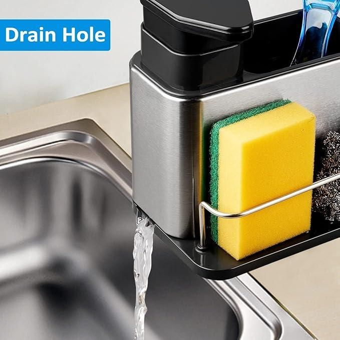 3-in-1 Kitchen Sink Caddy Stand – Organize Sponge, Brush & Liquid Easily