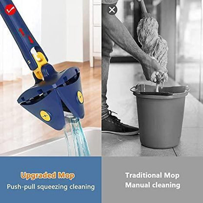 Blue Squeezing Triangle Cleaning Mop – Effortless 360° Cleaning for Every Corner