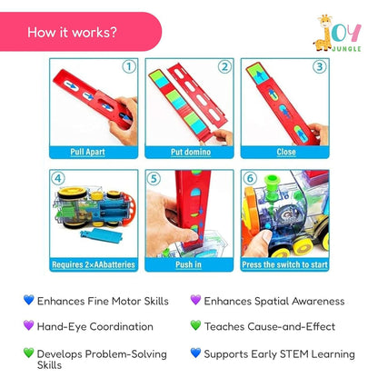 Automatic Domino Train Toy Set with Sound Effects | Self-Stack Domino Blocks | BPA-Free & Safe for Kids