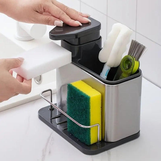 3-in-1 Kitchen Sink Caddy Stand – Organize Sponge, Brush & Liquid Easily