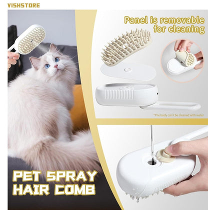 Pet Steam Brush – Gentle Grooming & Deep Cleaning for Dogs & Cats! ✨