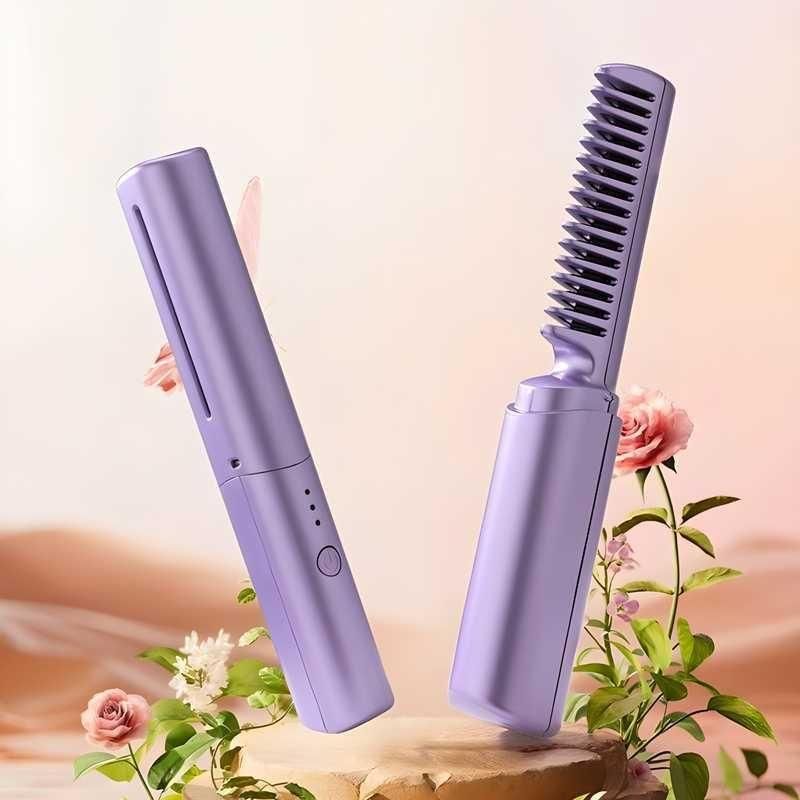 Meneflix Portable Mini Cordless Hair Straightener | Rechargeable Hot Comb for Quick Styling