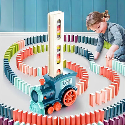 Automatic Domino Train Toy Set with Sound Effects | Self-Stack Domino Blocks | BPA-Free & Safe for Kids