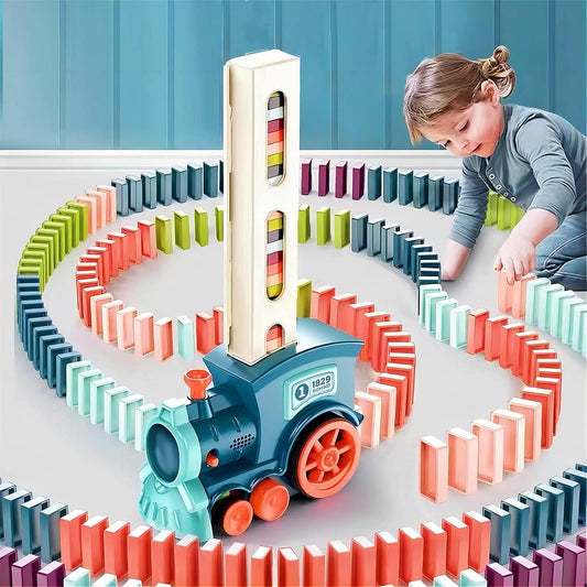 Automatic Domino Train Toy Set with Sound Effects | Self-Stack Domino Blocks | BPA-Free & Safe for Kids