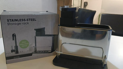 3-in-1 Kitchen Sink Caddy Stand – Organize Sponge, Brush & Liquid Easily