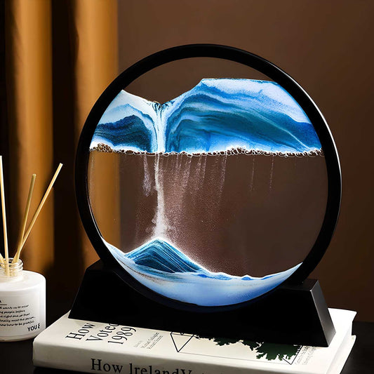 ZenFlow™ Relaxing Kinetic Sandscape Art Desk Sculpture | Moving Sand Painting for Home & Office Decor