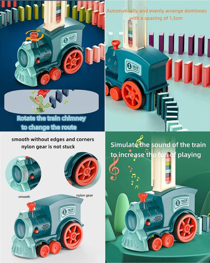 Automatic Domino Train Toy Set with Sound Effects | Self-Stack Domino Blocks | BPA-Free & Safe for Kids